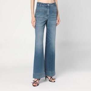 Victoria Beckham Wide Jeans In Faded Blue Women